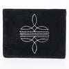 ADBGZ919A Black Genuine suede Leather Bifold Wallet with White Embroidered Stitch Detail