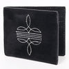 ADBGZ919A Black Genuine suede Leather Bifold Wallet with White Embroidered Stitch Detail