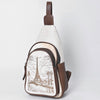 ADBGM594 Eiffel Tower Hair-On Leather Sling Bag - Western Paris Travel Edition