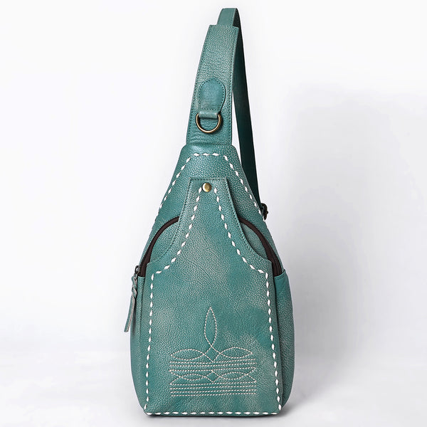 ADBGM605 Genuine Leather Western Sling Bag with White Stitching & Crossbody Strap