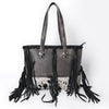 ADBGM606 Tote Bag - Genuine Hair-On Leather Western Fringe Tote with Conchos