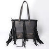 ADBGM606 Tote Bag - Genuine Hair-On Leather Western Fringe Tote with Conchos