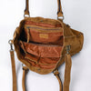 ADBGM127F Genuine suede Western Tote Bag - Light Brown Embroidered Leather Handbag with Whipstitch Detail