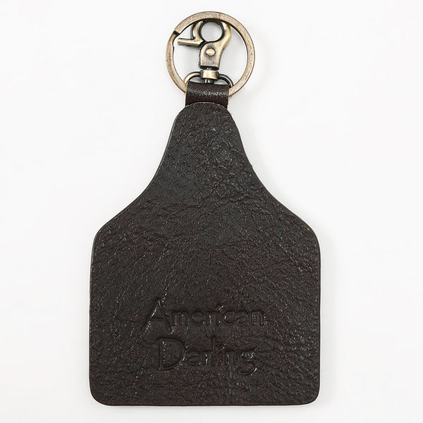 ADKRM144 Hand-Painted Cowhide Leather Keyring Southwestern Cactus Bloom Design