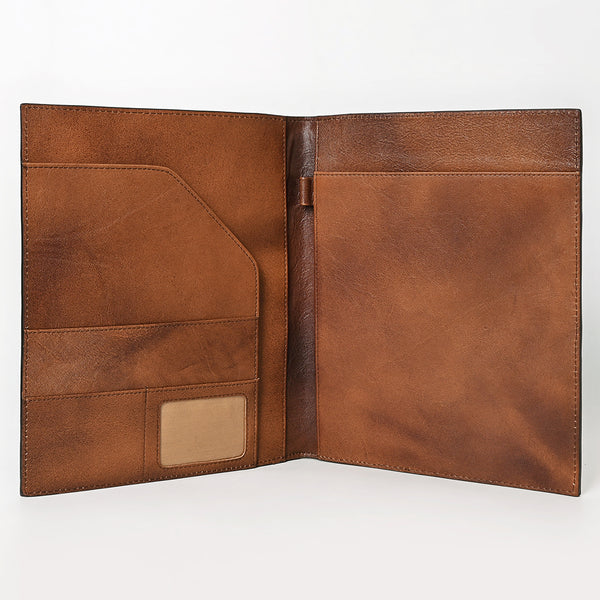 ADBG1040 American Darling Hand-Tooled Floral Genuine Leather Western Portfolio Bag