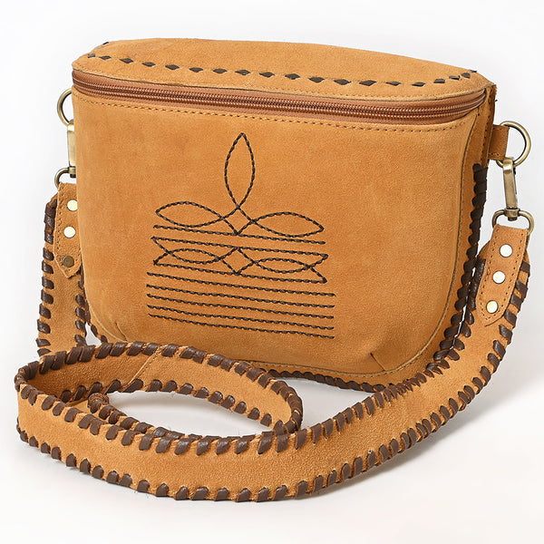 ADBGA772 American Darling Genuine Suede Leather Buck Stitched Cross body Bag