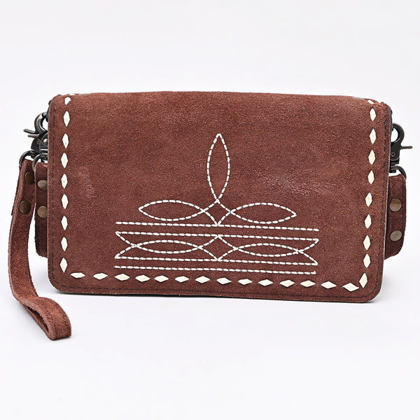 ADBG1717 American Darling Genuine Suede Organizer Bag | Western Boot Stitched Clutch