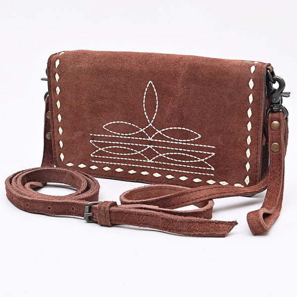 ADBG1717 American Darling Genuine Suede Organizer Bag | Western Boot Stitched Clutch