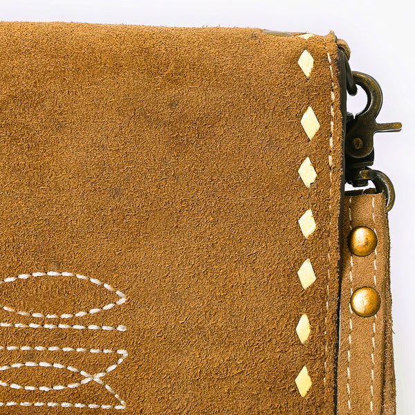 ADBG1717 American Darling Genuine Suede Organizer Bag | Western Boot Stitched Clutch
