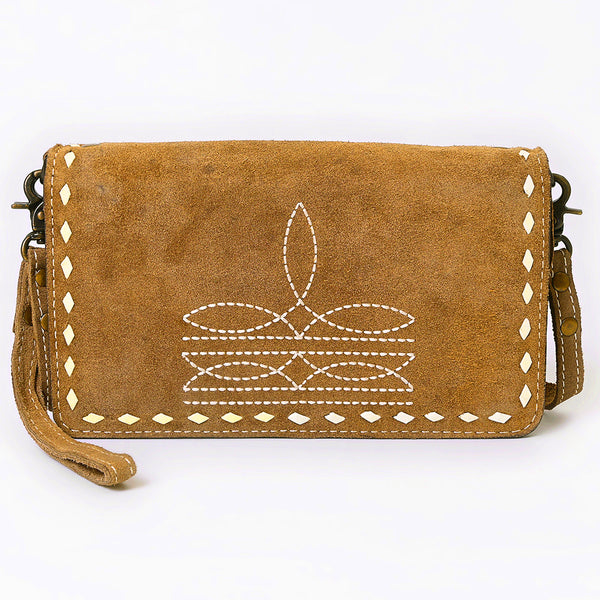 ADBG1717 American Darling Genuine Suede Organizer Bag | Western Boot Stitched Clutch