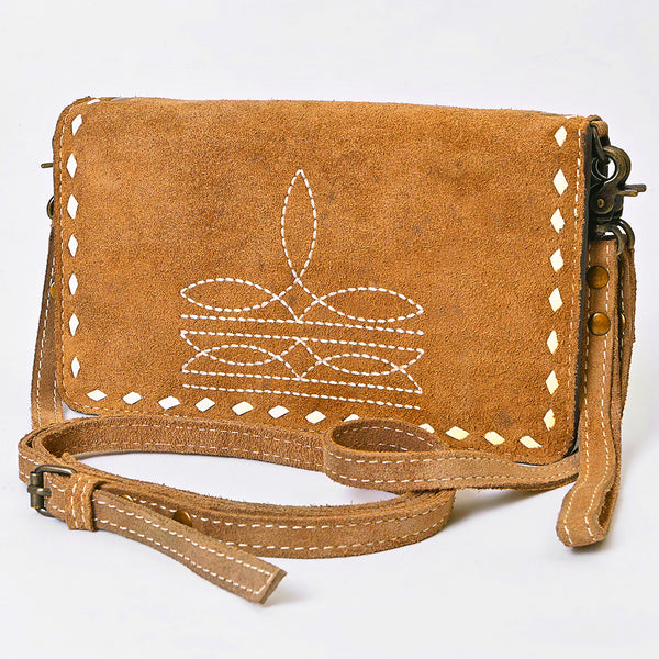 ADBG1717 American Darling Genuine Suede Organizer Bag | Western Boot Stitched Clutch