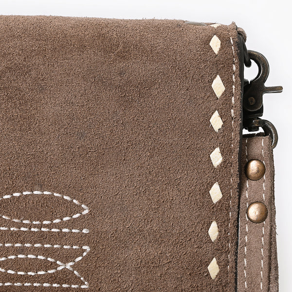 ADBG1717 American Darling Genuine Suede Organizer Bag | Western Boot Stitched Clutch