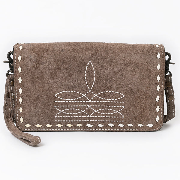 ADBG1717 American Darling Genuine Suede Organizer Bag | Western Boot Stitched Clutch