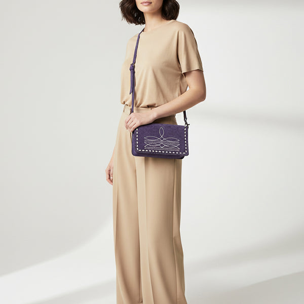 ADBG1717 American Darling Genuine Suede Organizer Bag | Western Boot Stitched Clutch