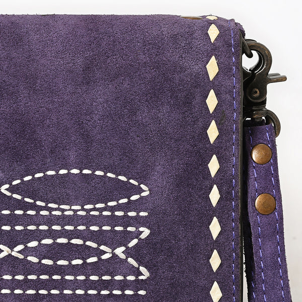 ADBG1717 American Darling Genuine Suede Organizer Bag | Western Boot Stitched Clutch