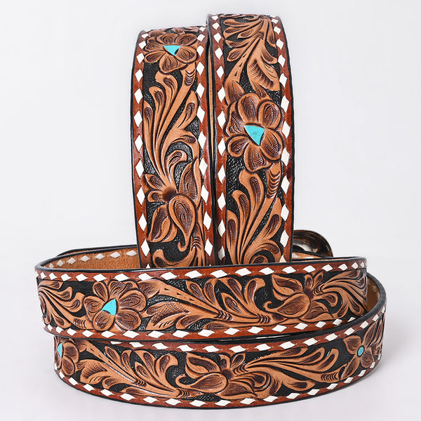 ADBLF342 Beautifully Floral Hand Tooled Genuine American Leather Belt Men and Women