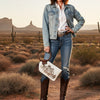 ADBGM621 Western Wristlet - Hair-On Leather Clutch with Las Vegas Cowboy Print & Braided Strap