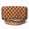 ADBGM169AL Quilted Leather Crossbody Purse - Distressed Tan with Chain Strap
