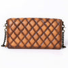 ADBGM169AL Quilted Leather Crossbody Purse - Distressed Tan with Chain Strap