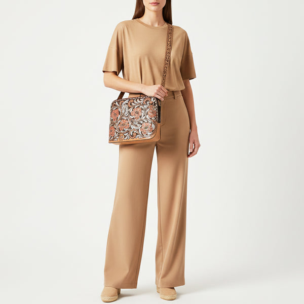 ADBG1719 American Darling Hand Tooled Crossbody Bag | Sunflower Western Purse