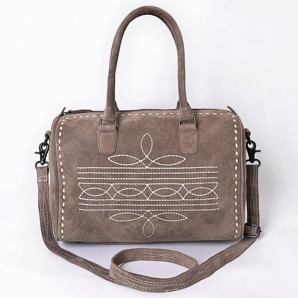 ADBG1585 American Darling Western Genuine Leather Duffel Bag with Genuine Suede Body & Boot-Stitched Detailing