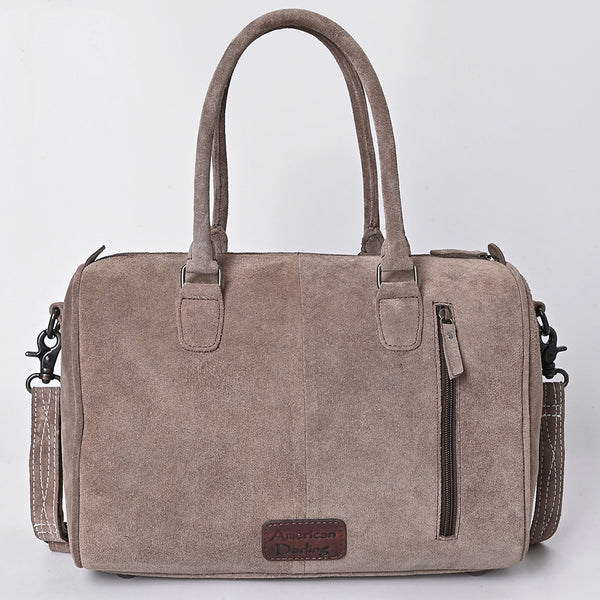 ADBG1585 American Darling Western Genuine Leather Duffel Bag with Genuine Suede Body & Boot-Stitched Detailing