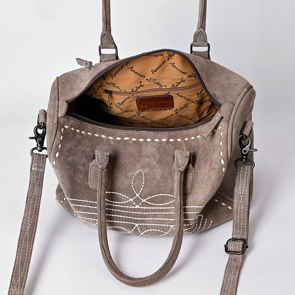ADBG1585 American Darling Western Genuine Leather Duffel Bag with Genuine Suede Body & Boot-Stitched Detailing