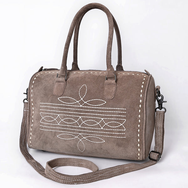 ADBG1585 American Darling Western Genuine Leather Duffel Bag with Genuine Suede Body & Boot-Stitched Detailing