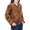 ADJKT063 Women Western Style Embroidered Woolen Jacket with Button Front