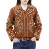 ADJKT063 Women Western Style Embroidered Woolen Jacket with Button Front