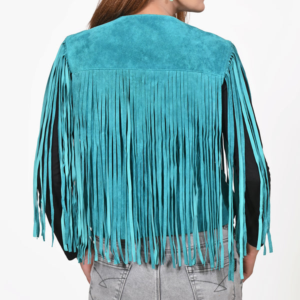 ADJKT065 American Darling Western Leather Fringe Boho Vest