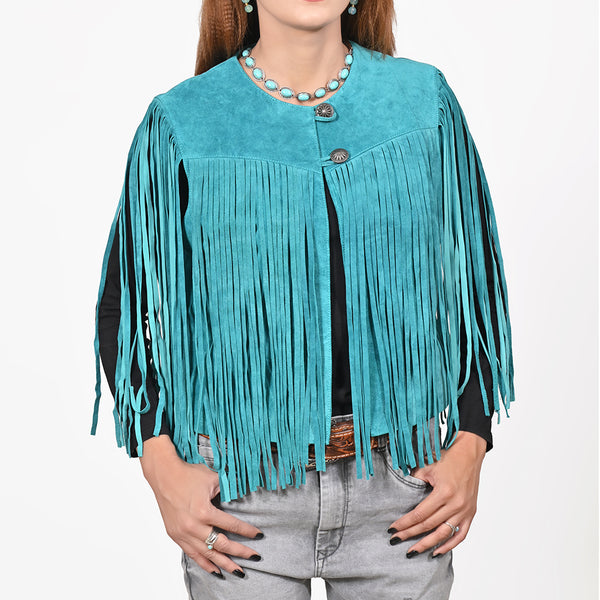 ADJKT065 American Darling Western Leather Fringe Boho Vest