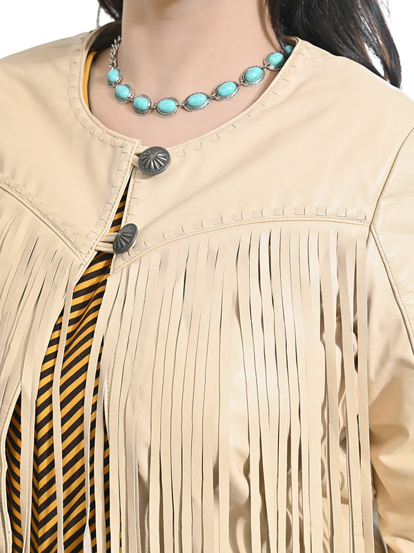 ADJKT067 Genuine Leather Women Shirt Jacket Dress