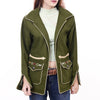 ADJKT069 Women's Olive Green Western Wool Blazer with Embroidered Arrow Pockets