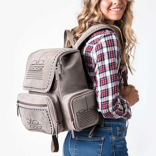 ADBGA795 American Darling Handcrafted Genuine Suede Leather Backpack Boot Stitched