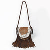 ADBGM669 Western Fringe Crossbody - Hair-On Leather with Cowboy Print & Braided Strap