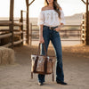ADBGM674 American Darling Handcrafted Hair-On Cowhide Tote Bag with Braided Accents