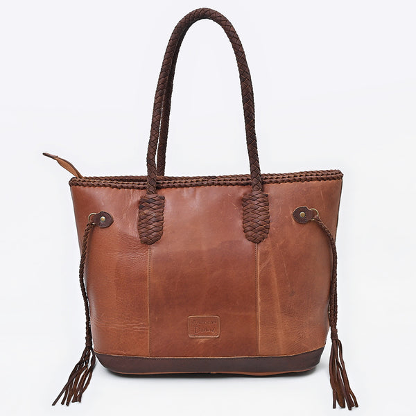ADBGM674 American Darling Handcrafted Hair-On Cowhide Tote Bag with Braided Accents