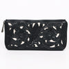 ADBGZ810A Black Hand-Tooled Leather Wallet - Western Floral Zip Wallet with Cream Contrast