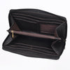 ADBGZ810A Black Hand-Tooled Leather Wallet - Western Floral Zip Wallet with Cream Contrast