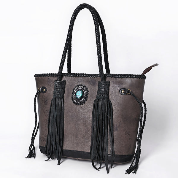 ADBGM328 Handmade Leather Crossbody Bag with Braided Edges - Western Compact Purse