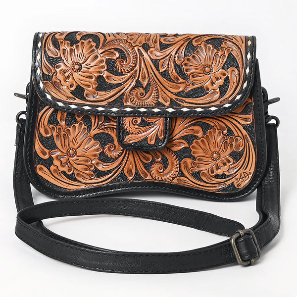 ADBG1734 American Darling Western Leather Small Cross body Bag with Hand Tooled Floral Carving