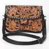 ADBG1734 American Darling Western Leather Small Cross body Bag with Hand Tooled Floral Carving
