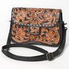 ADBG1734 American Darling Western Leather Small Cross body Bag with Hand Tooled Floral Carving