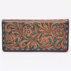ADBG1741 American Darling Western Wallet Bag - Hand Tooled Floral Carved Leather with Buck Stitching