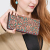 ADBG1741 American Darling Western Wallet Bag - Hand Tooled Floral Carved Leather with Buck Stitching