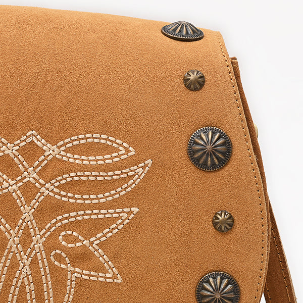 ADBGA802 American Darling Boot Stitched Suede Leather Cross body Bag with Concho