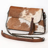 ADBG1747 American Darling Hair-On Cowhide Cross body Bag with Tassels and Genuine Leather