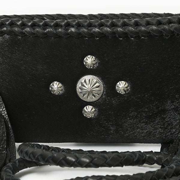 ADBGM277 Mini Fringe Crossbody - Braided Leather & Turquoise Concho
