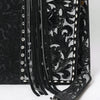 ADBG1753 American Darling Hand Tooled Floral Leather Tote Bag with Damascus Accents and Fringes